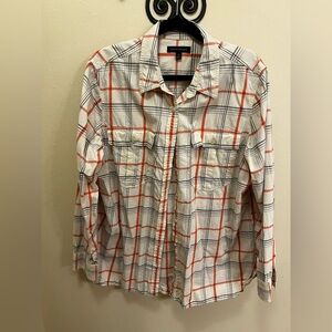 Banana Republic Orange and Black Checkered Shirt